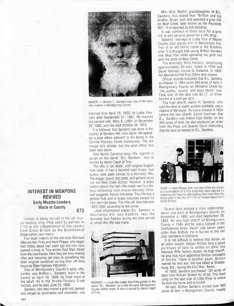 Britton L Sanders Montogomery County NC